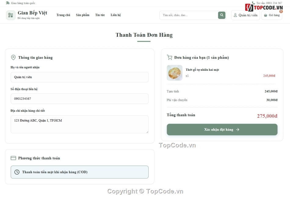 Website bán đồ dùng,Web bán đồ dùng nhà bếp,Website đồ nhà bếp